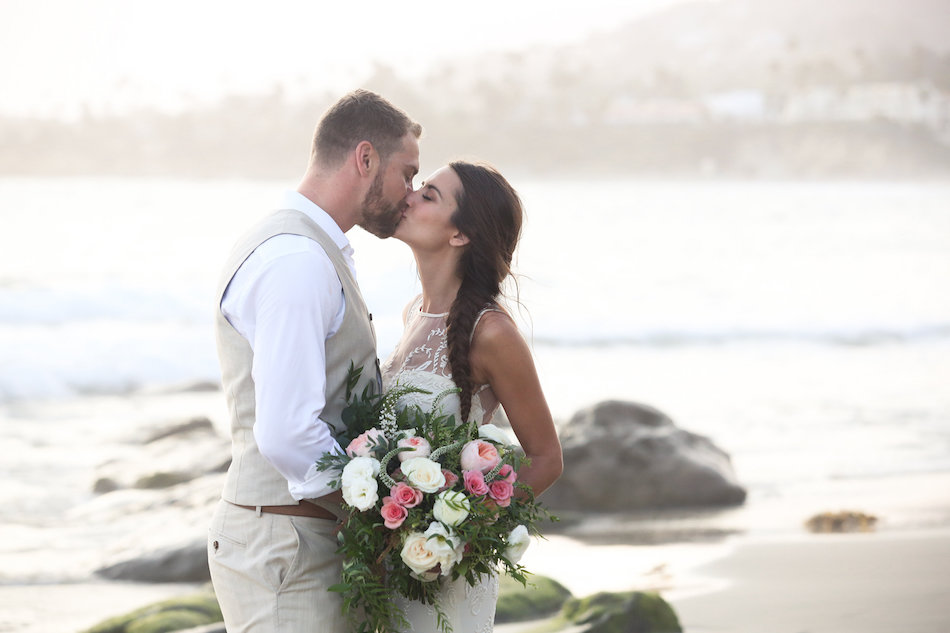 coral beach front wedding