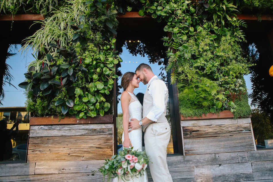 coral beach front wedding