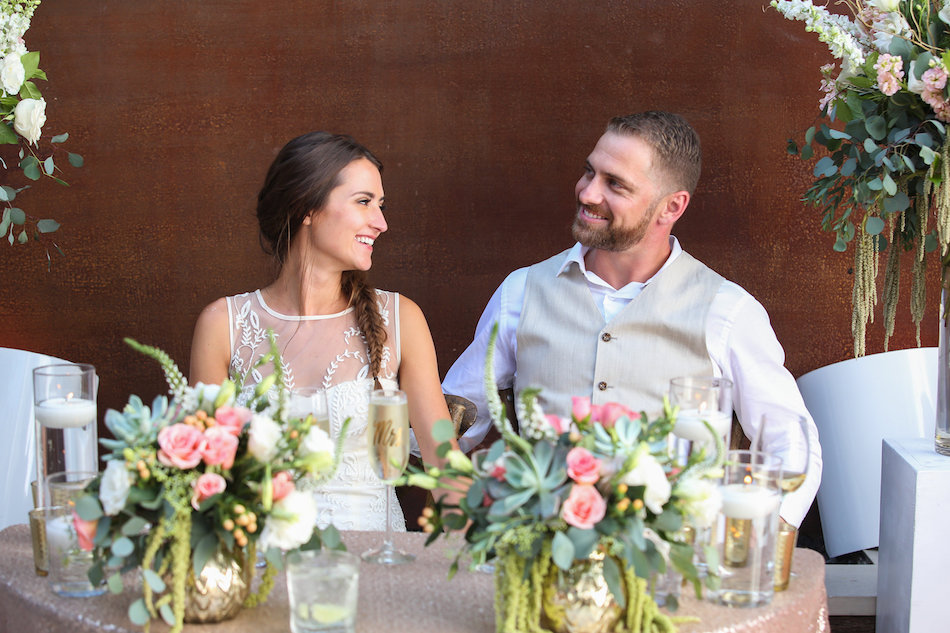 coral beach front wedding