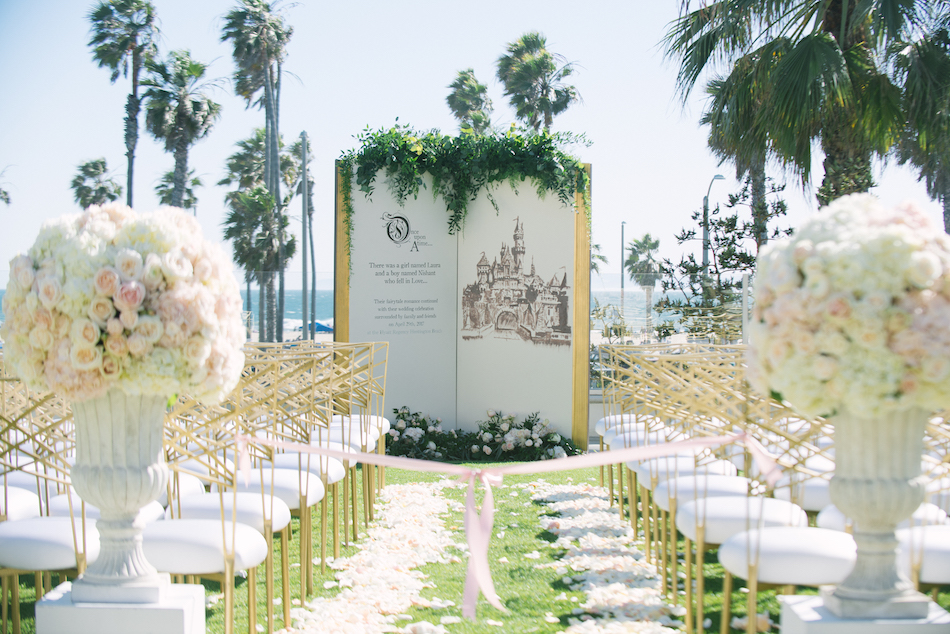 gold and white ceremony Huntington Beach Wedding