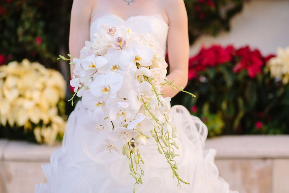 orchids, flowers, wedding flowers, bel air bay club, flowers by cina, all white wedding, wedding, bel air bay club
