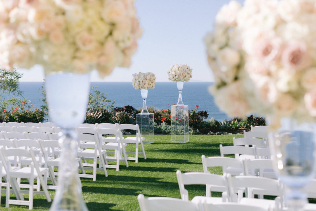 dreamy blush wedding, oceanside wedding, oceanside ceremony, white ceremony florals, floral design, florist, wedding florist, wedding flowers, orange county weddings, orange county wedding florist, orange county florist, orange county floral design, flowers by cina