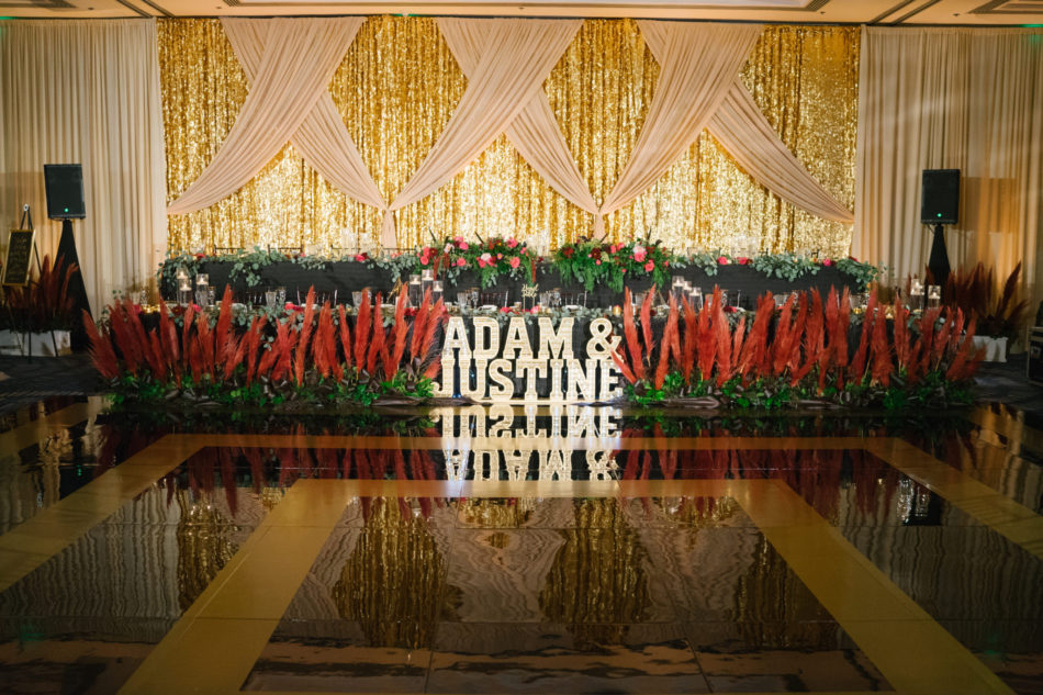 floral design, florist, wedding florist, wedding flowers, orange county weddings, orange county wedding florist, orange county florist, orange county floral design, flowers by cina, red florals, red and gold reception, red and gold decor