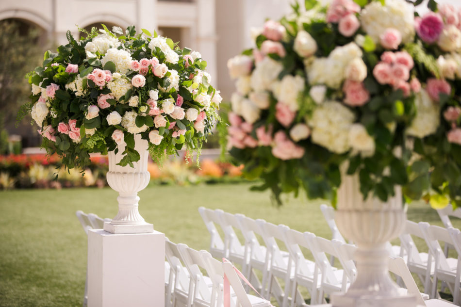 pink ceremony florals, blush ceremony florals, elevated ceremony florals, floral design, florist, wedding florist, wedding flowers, orange county weddings, orange county wedding florist, orange county florist, orange county floral design, flowers by cina
