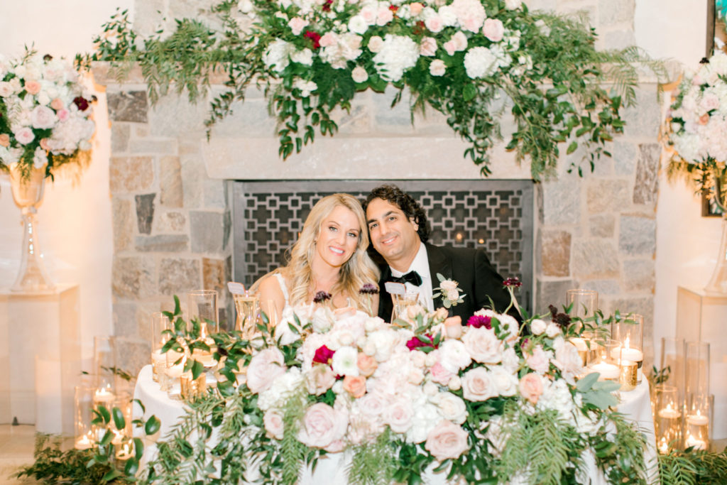 sweetheart table, blush blooms, gorgeous floral-filled wedding, floral design, florist, wedding florist, wedding flowers, orange county weddings, orange county wedding florist, orange county florist, orange county floral design, flowers by cina