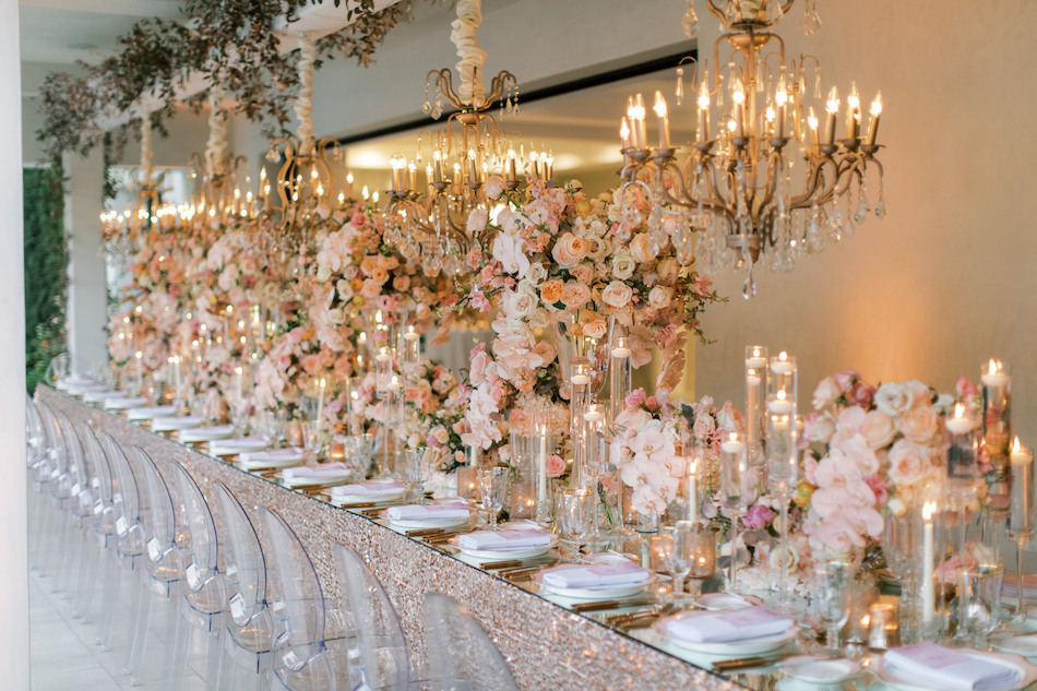 floral design, florist, wedding florist, wedding flowers, orange county weddings, orange county wedding florist, orange county florist, orange county floral design, flowers by cina, blush blooms, blush and gold, elevated centerpieces