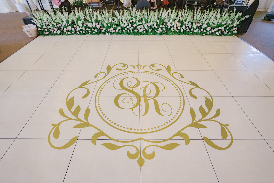 monogram, monogram dancefloor, wedding dancefloor, floral design, florist, wedding florist, wedding flowers, orange county weddings, orange county wedding florist, orange county florist, orange county floral design, flowers by cina