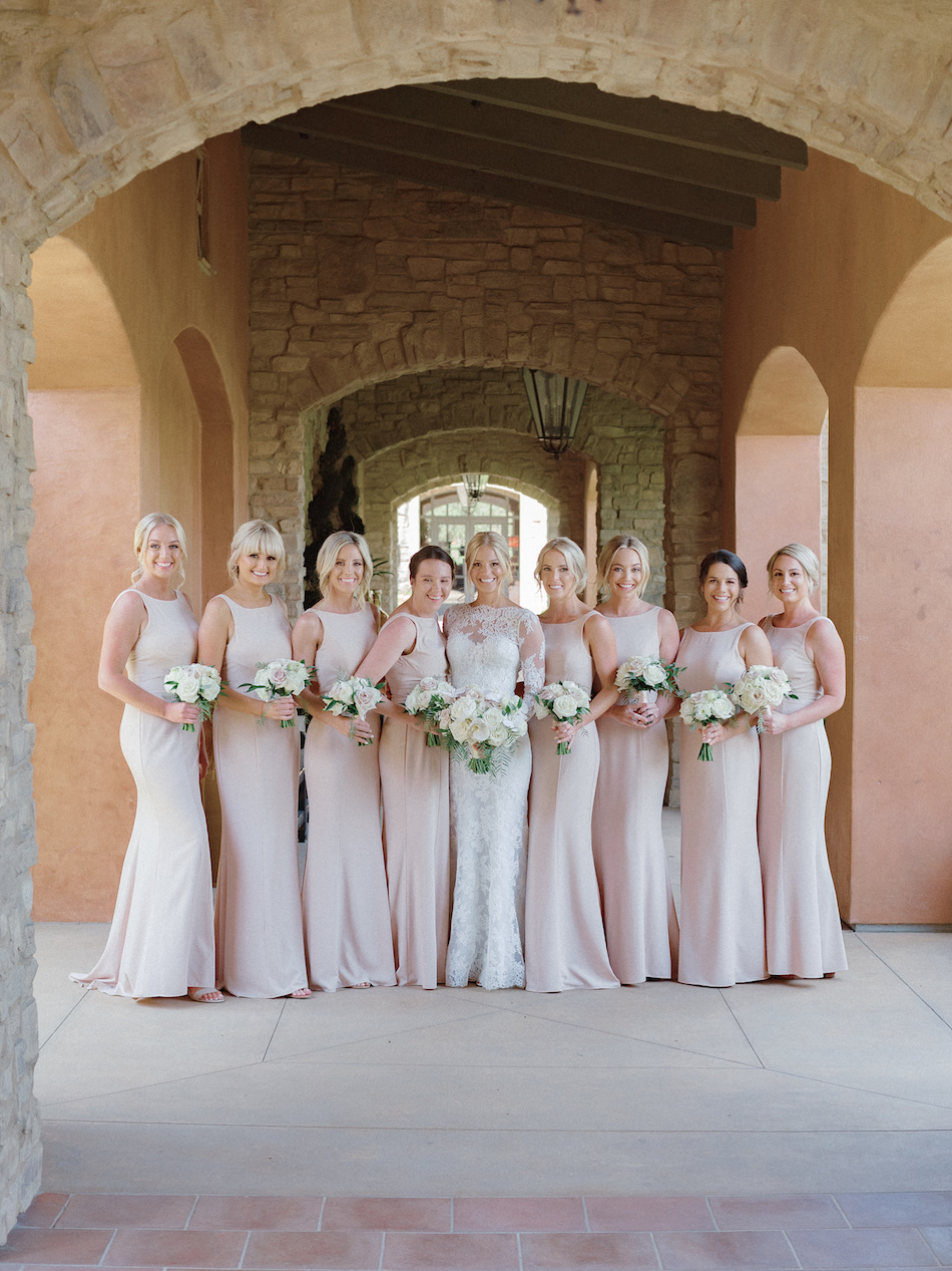blush bridesmaids dresses, bridesmaids, blush dresses, floral design, florist, wedding florist, wedding flowers, orange county weddings, orange county wedding florist, orange county florist, orange county floral design, flowers by cina