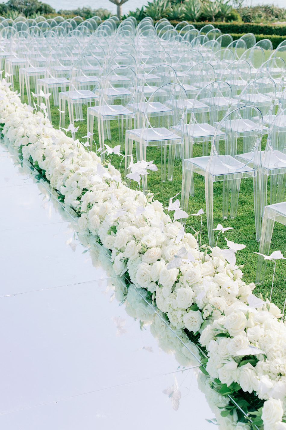 butterfly decor, wedding aisle, florallined aisle, floral design, florist, wedding florist, wedding flowers, orange county weddings, orange county wedding florist, orange county florist, orange county floral design, flowers by cina